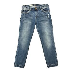 Kut Crop Straight Leg Jeans Size 2 Distressed Classic EUC Stretch